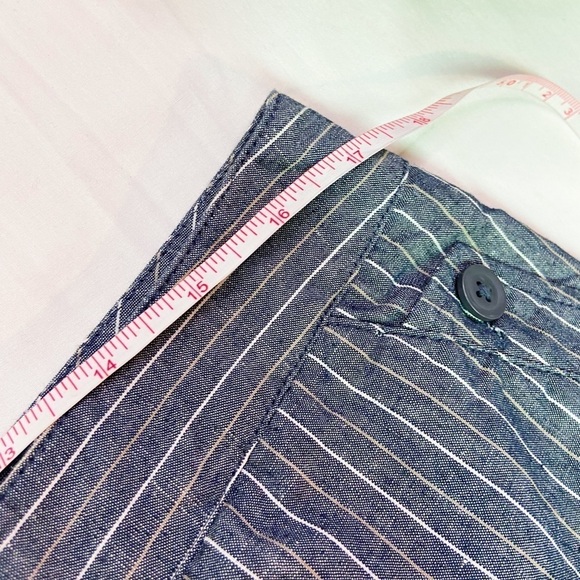 Larry Levine cotton linen grey white pinstripe capri pants 16 - Picture 6 of 8